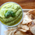 Cilantro Jalapeño Hummus with Baked Tortilla Chips