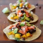 Salmon Tostadas with Mango & Black Beans