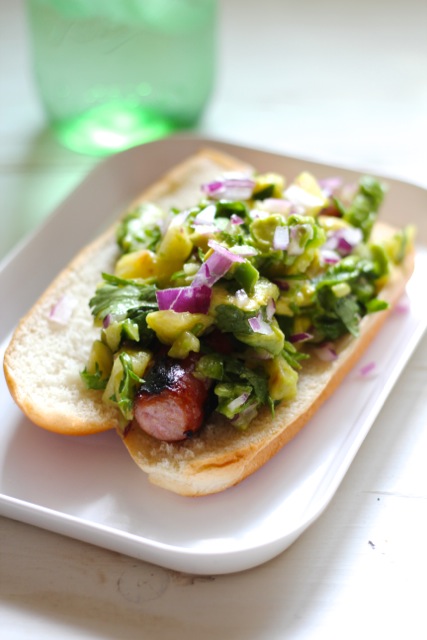 Grilled Brats Pineapple Avocado Salsa