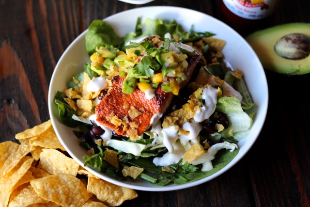 taco salad with salmon