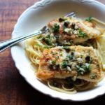 Halibut Piccata over Angel Hair Pasta