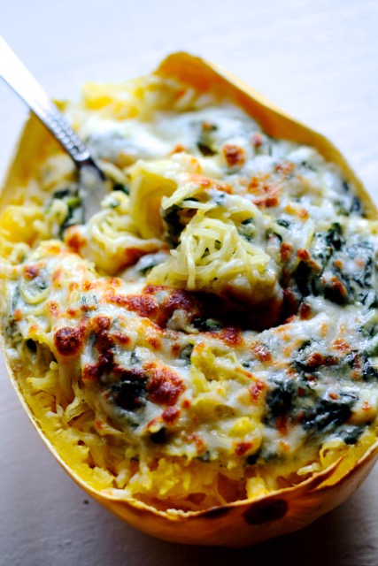 Spaghetti Squash with Spinach and Garlic